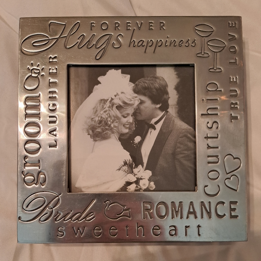 Pewter Wedding Photo Frame & Box Combo - NEW - Unused